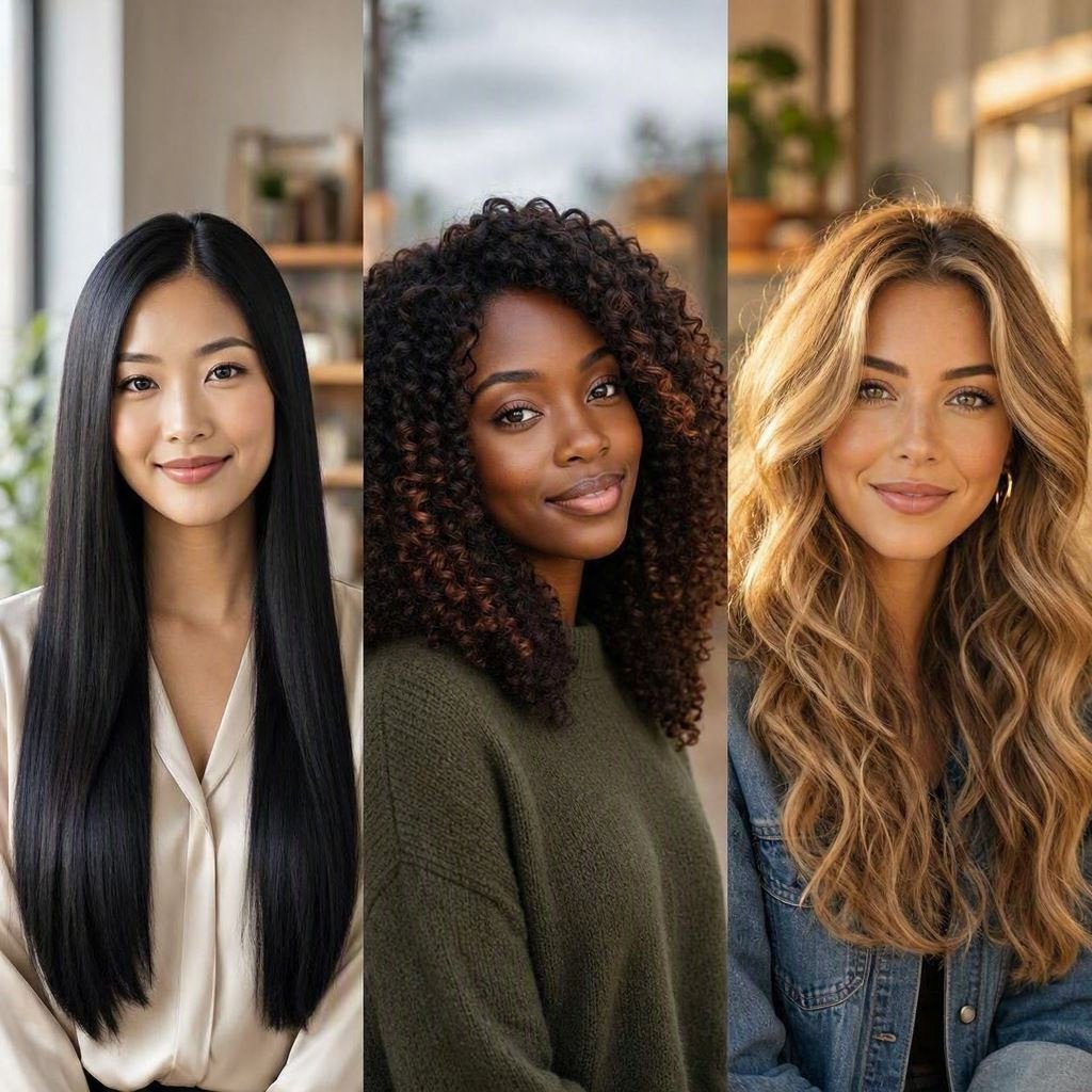 Different hair textures that may require different washing schedules