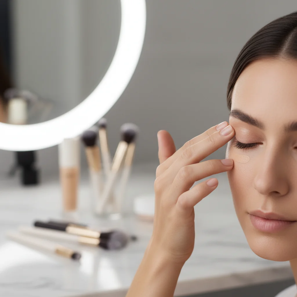 Applying eye makeup with controlled movements