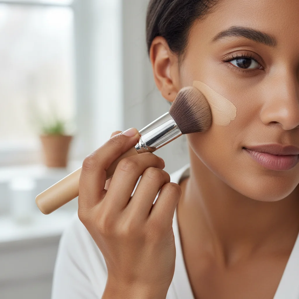 Applying foundation in a thin layer