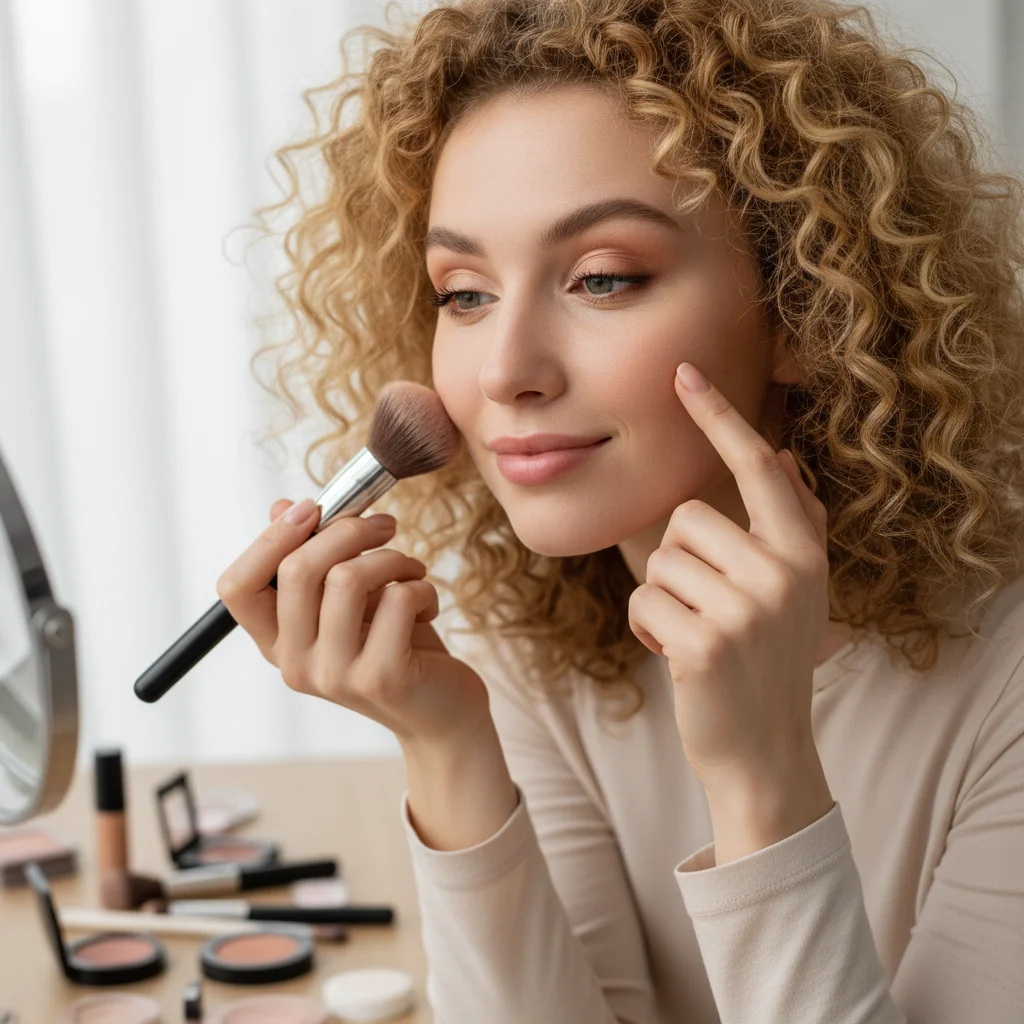 Beginner learning how to apply make up step by step