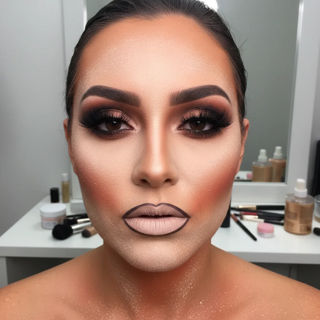 Too much makeup creating a heavy cakey appearance