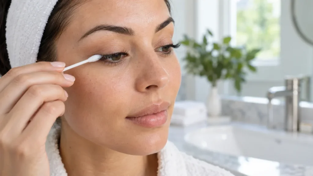 Gentle cleaning around eyelash extensions