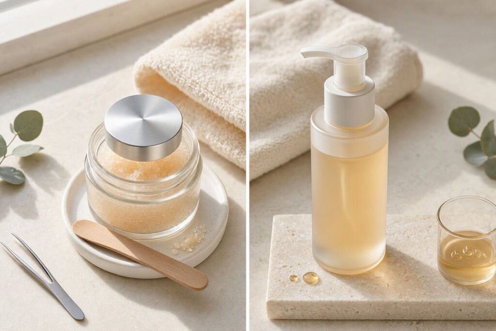 Physical and chemical facial exfoliation methods